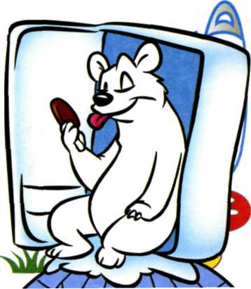 Смешные картинки - Мишка, эскимо и холодильник.