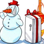 Веселые картинки - Снеговик и холодильник